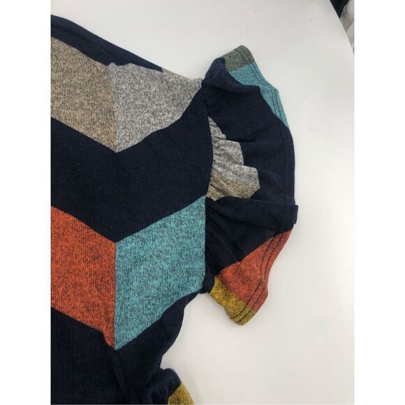 Brand New Egs Navy & Mustard Multicolored Chevron Empire- Waist Tunic Top Size M - Picture 5 of 7